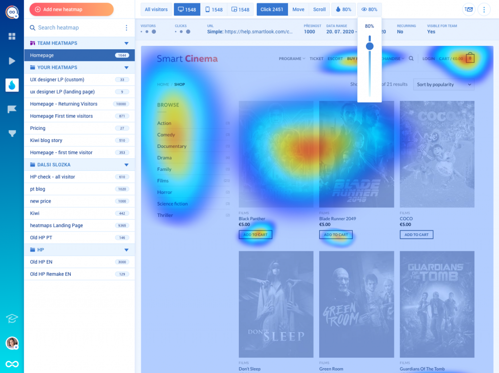 Smartlook website heatmap tools